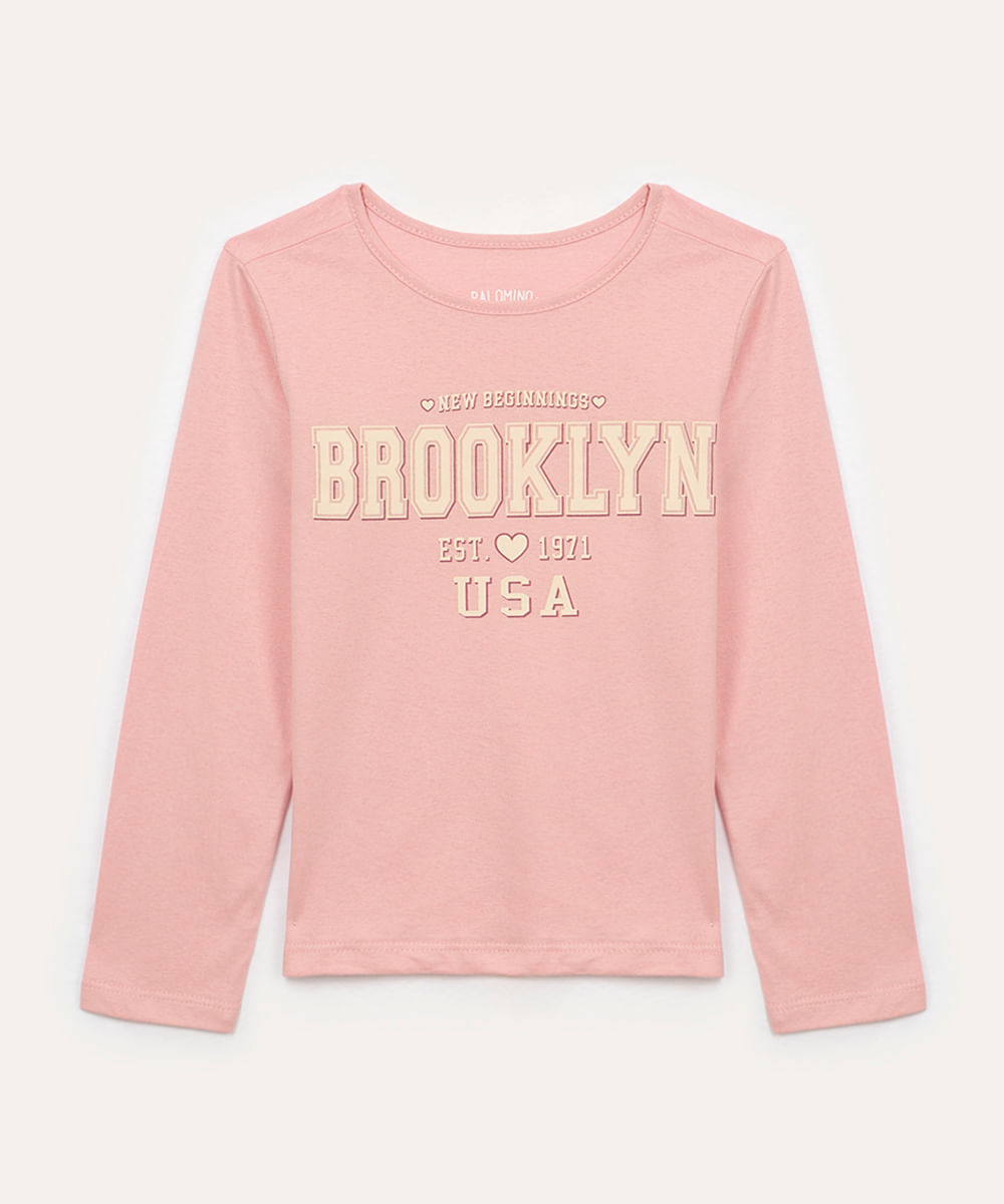 blusa de algodão infantil brooklyn rosa