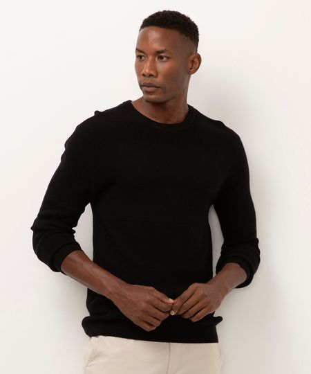 suéter de tricot texturizado preto M