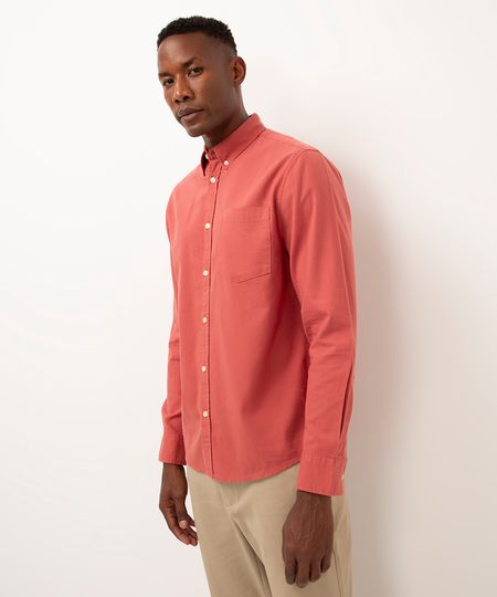 camisa comfort de sarja manga longa vermelho P camisa comfort de sarja manga longa vermelho P