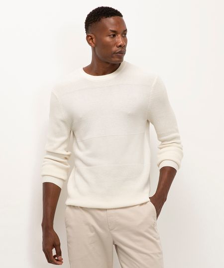 suéter de tricot texturizado off white M