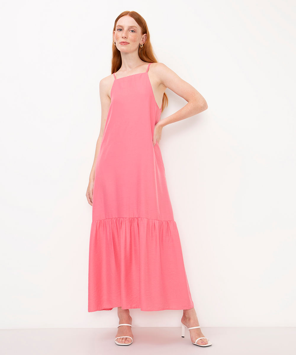 vestido midi de viscose halterneck - ROSA