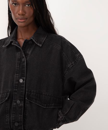 jaqueta jeans bomber bff agatha black PP
