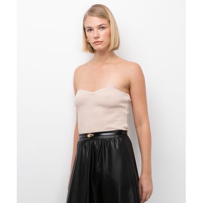 blusa de tricot sem alça bff camila bege