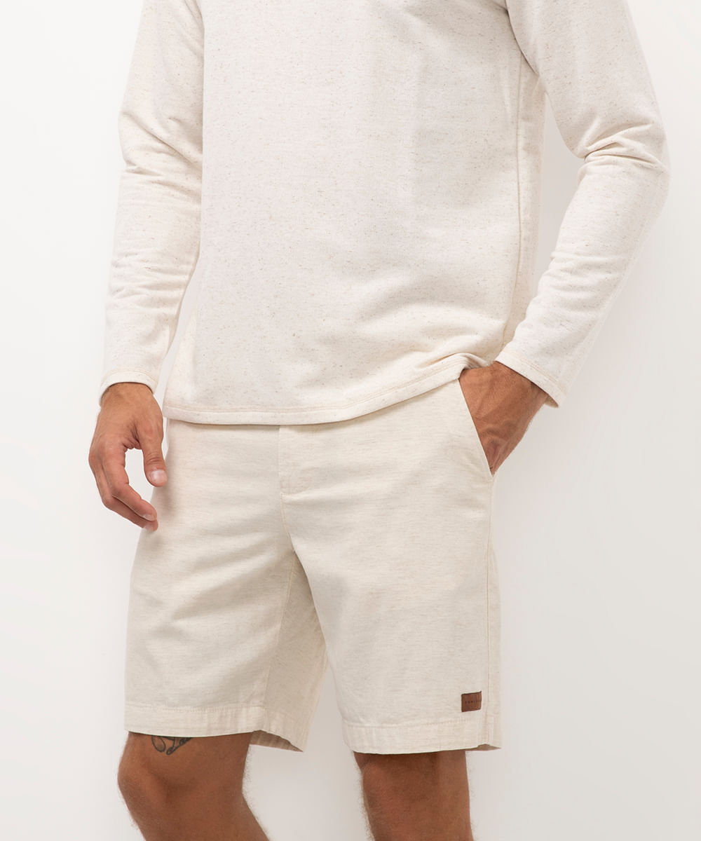 bermuda chino com linho off white