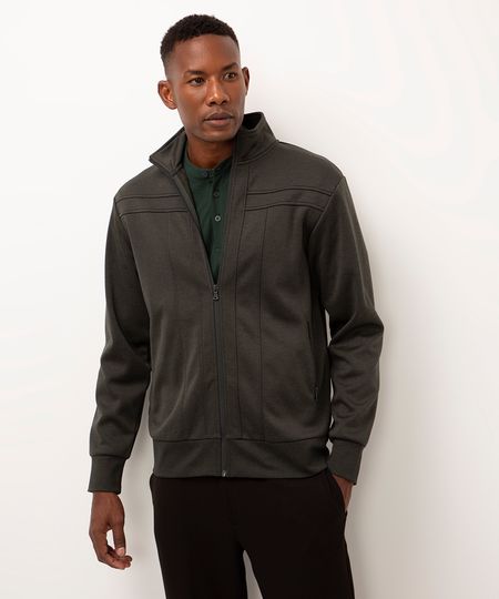 jaqueta de moletom slim comfort verde militar M
