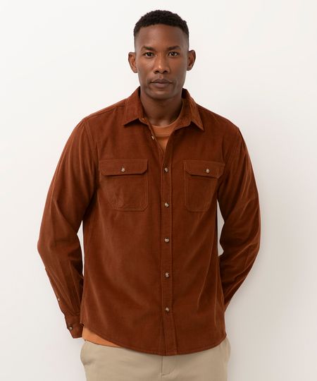 camisa de veludo cotelê marrom P
