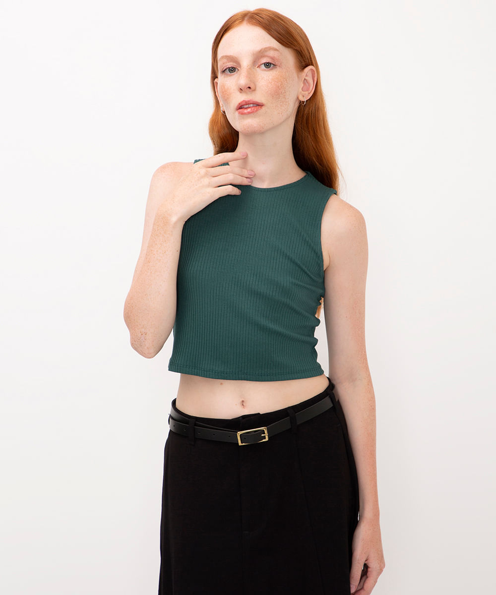 regata cropped canelada verde