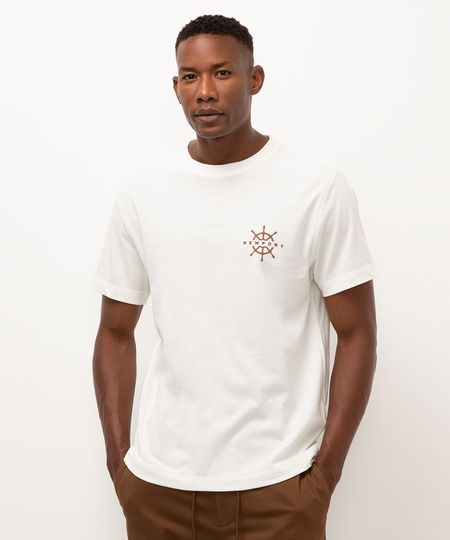 camiseta de algodão manga curta newport off white G