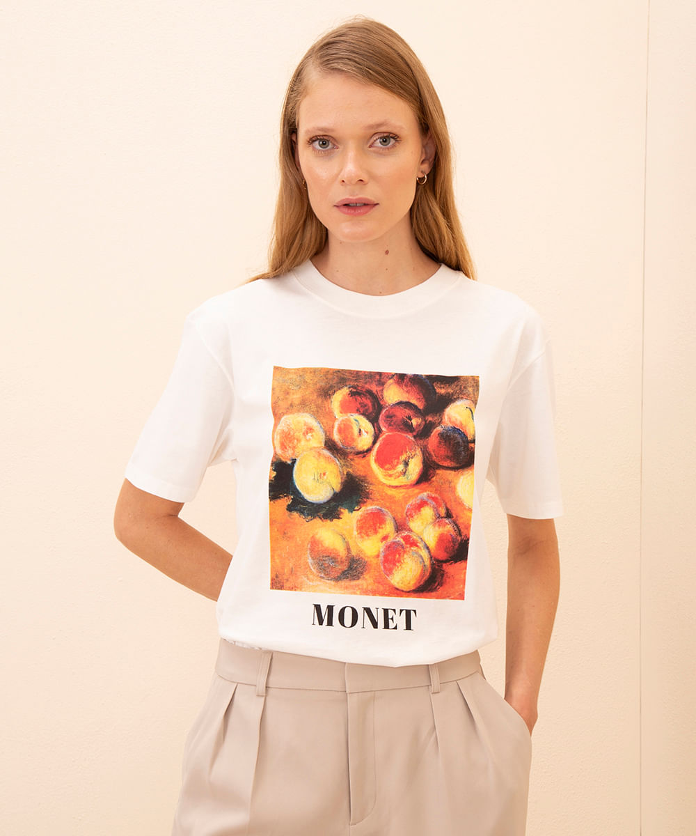 camiseta de algodão monet mindset off white