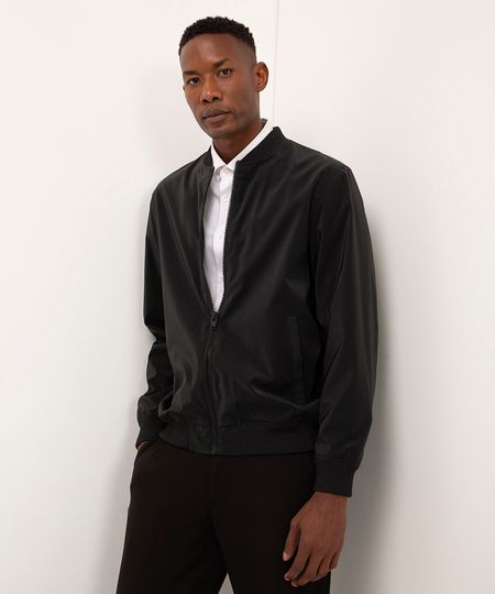 jaqueta de nylon leve preto P