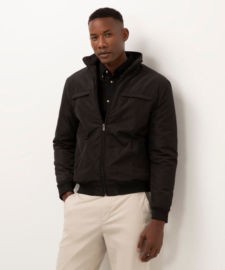 jaqueta puffer gola alta preta P jaqueta puffer gola alta preta P