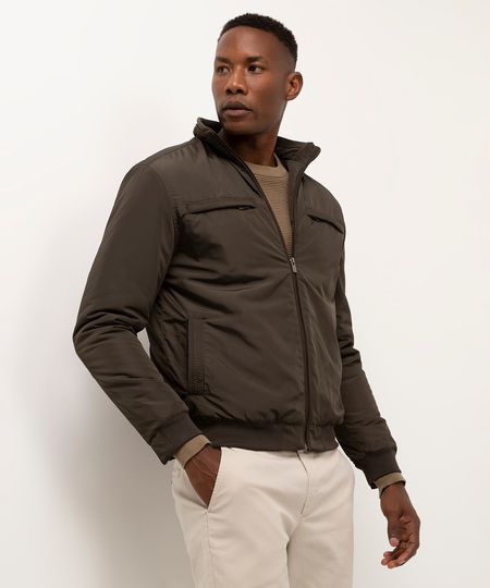 jaqueta puffer gola alta verde militar G jaqueta puffer gola alta verde militar G