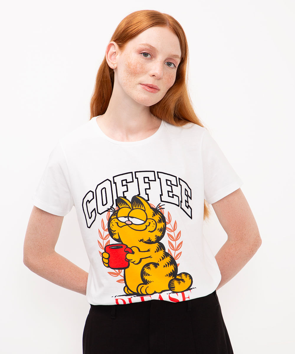 camiseta de algodão garfield off white