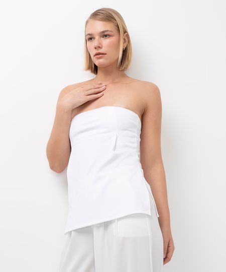 blusa sem alça com fenda branco PP