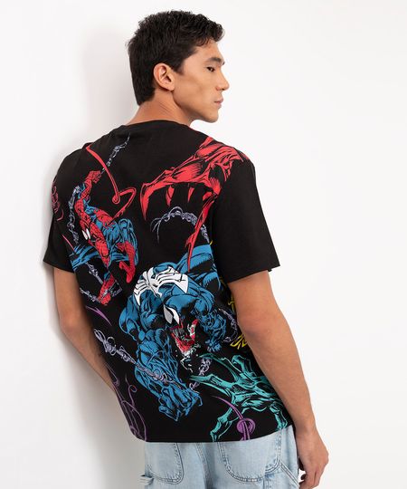 camiseta de algodão manga curta homem aranha preto PP camiseta de algodão manga curta homem aranha preto PP