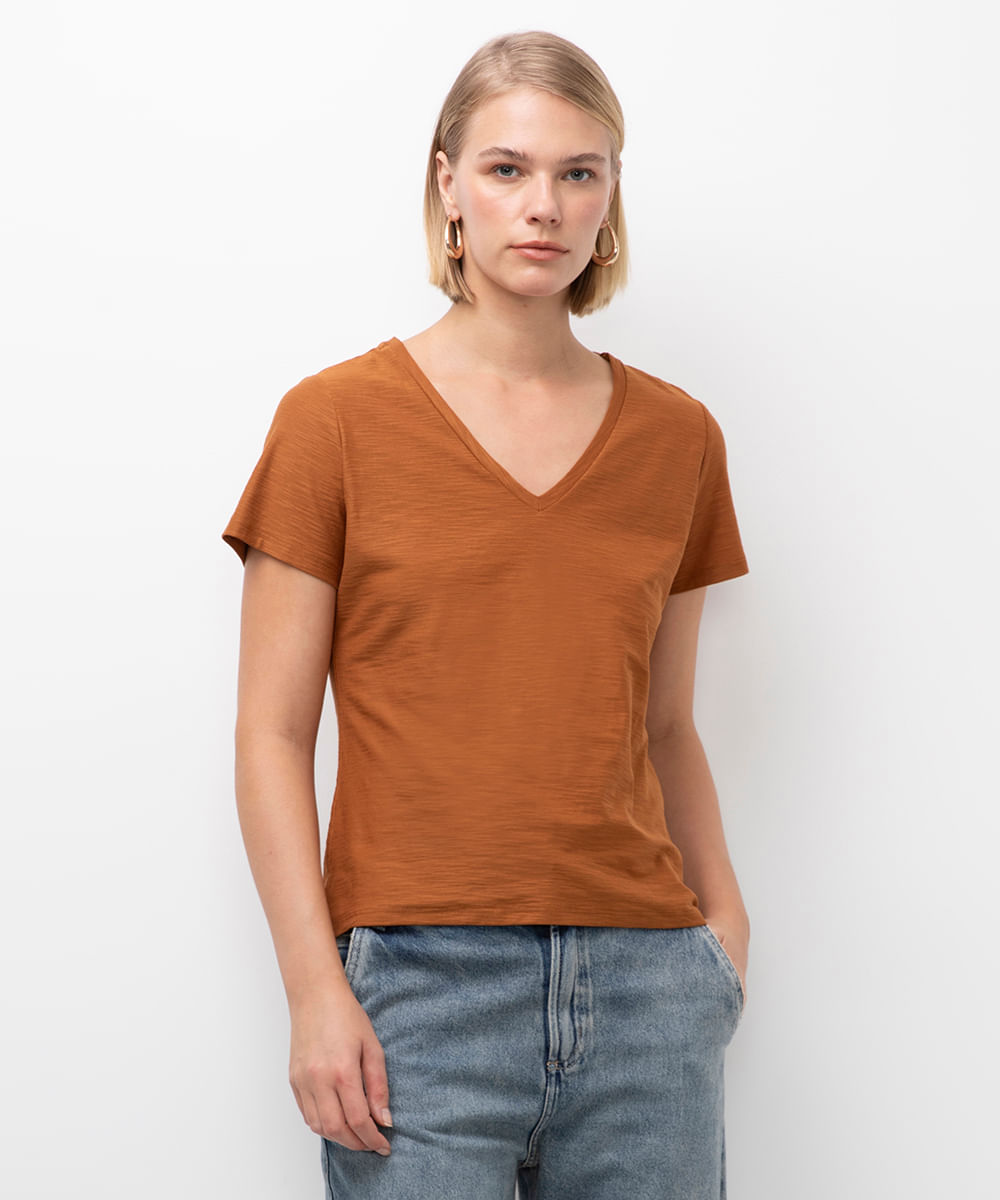 blusa flamê de algodão marrom