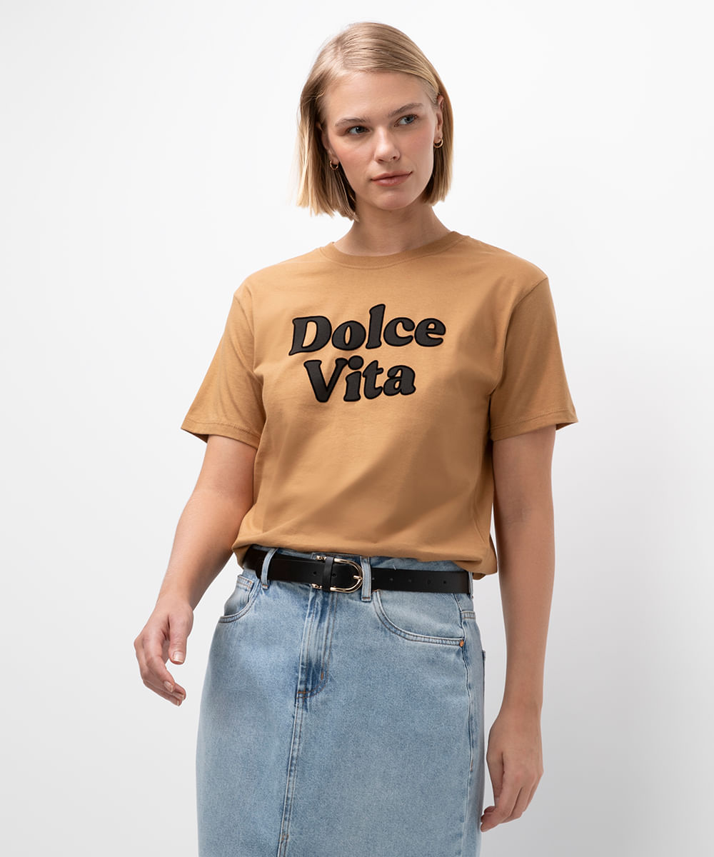 camiseta de algodão dolce vita marrom