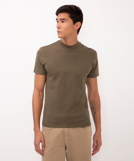camiseta slim de algodão manga curta verde PP