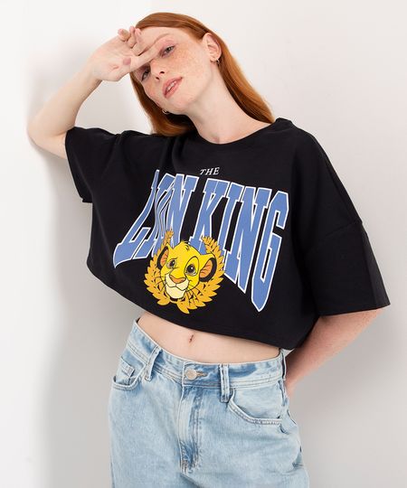 cropped de moletinho o rei leão preto PP cropped de moletinho o rei leão preto PP