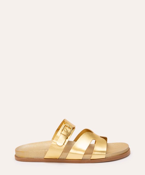 rasteirinha flatform com fivela oneself dourada 37