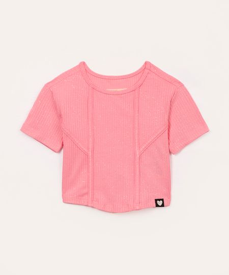 cropped de viscose infantil com brilho rosa 4