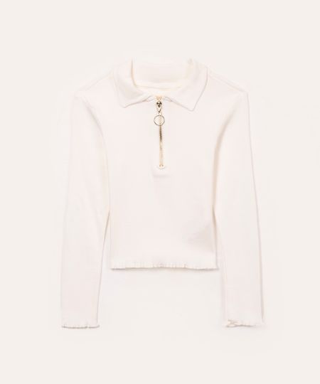 blusa de algodão infantil fru fru off white 6