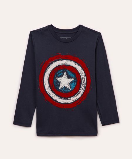 camiseta infantil manga longa capitão américa azul 8