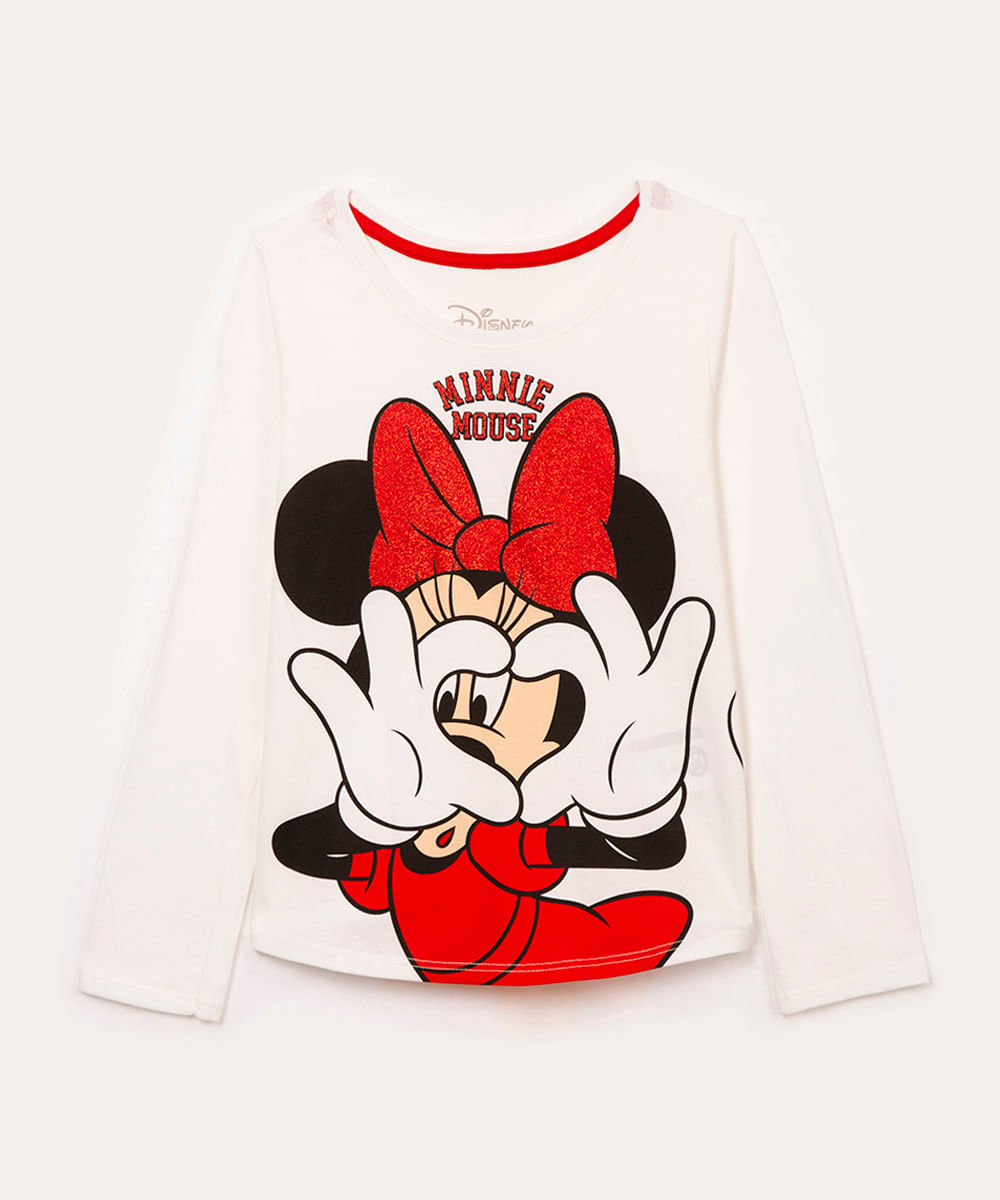 camiseta de algodão infantil minnie off white