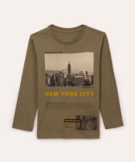 camiseta de algodão new york verde militar 6