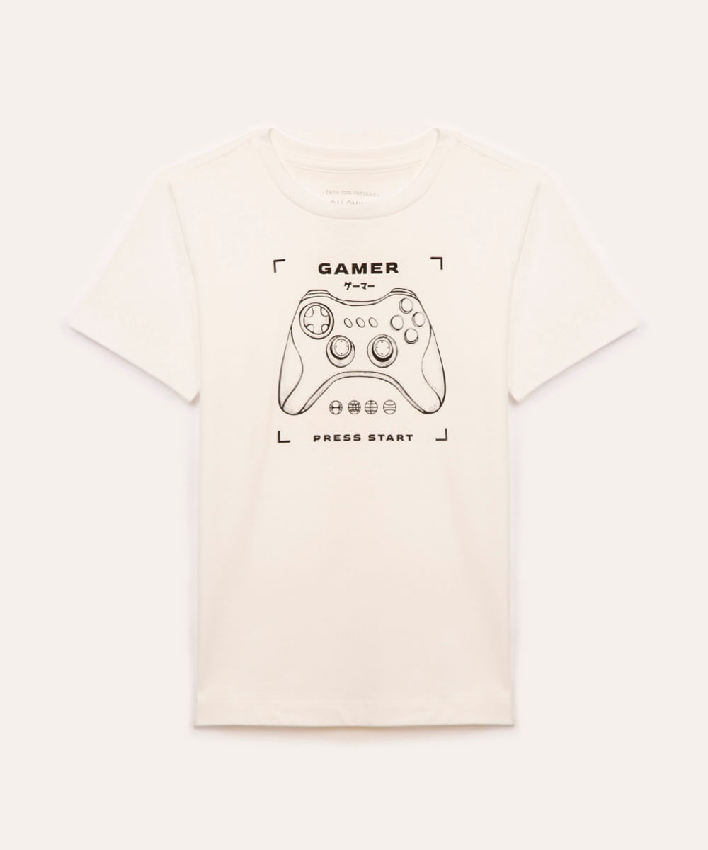 camiseta de algodão infantil game - off white