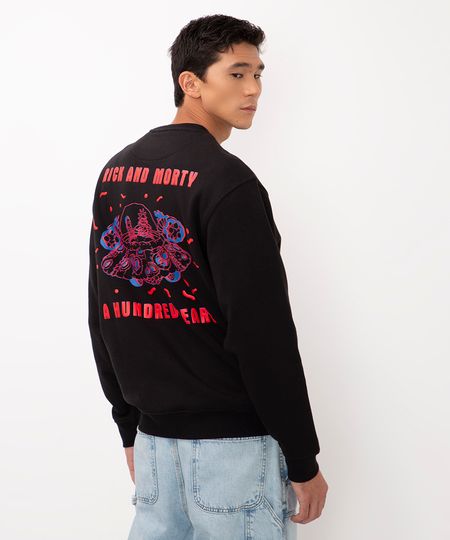blusão de moletom rick and morty preto PP blusão de moletom rick and morty preto PP