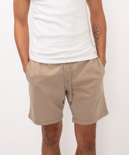 bermuda de sarja jogger com bolsos kaki G