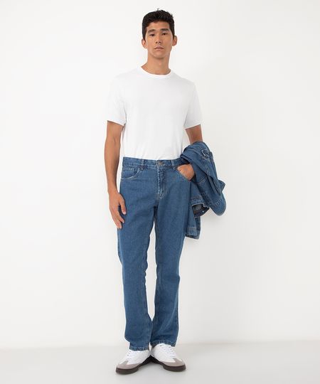 calça jeans reta azul 38