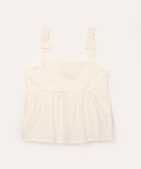 blusa de algodão infantil laço off white 10