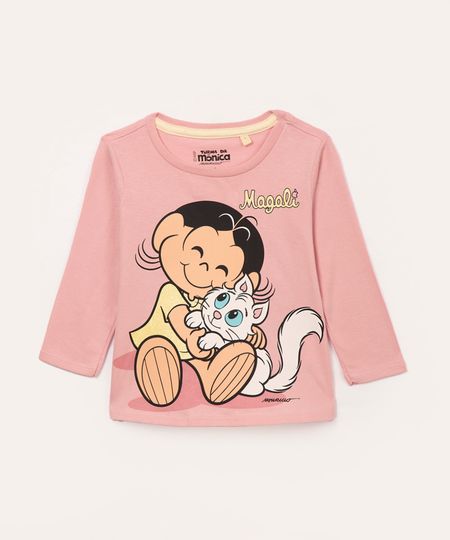 blusa de algodão infantil magali rosa 1