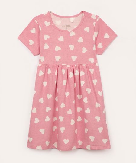 vestido de algodão infantil corações rosa 10