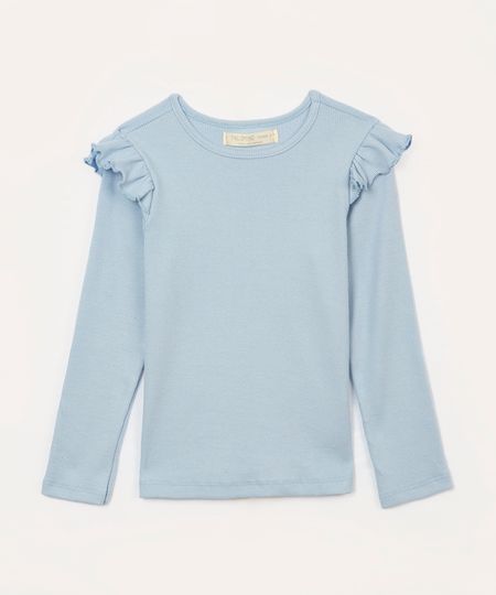 blusa infantil manga longa babado azul claro 8