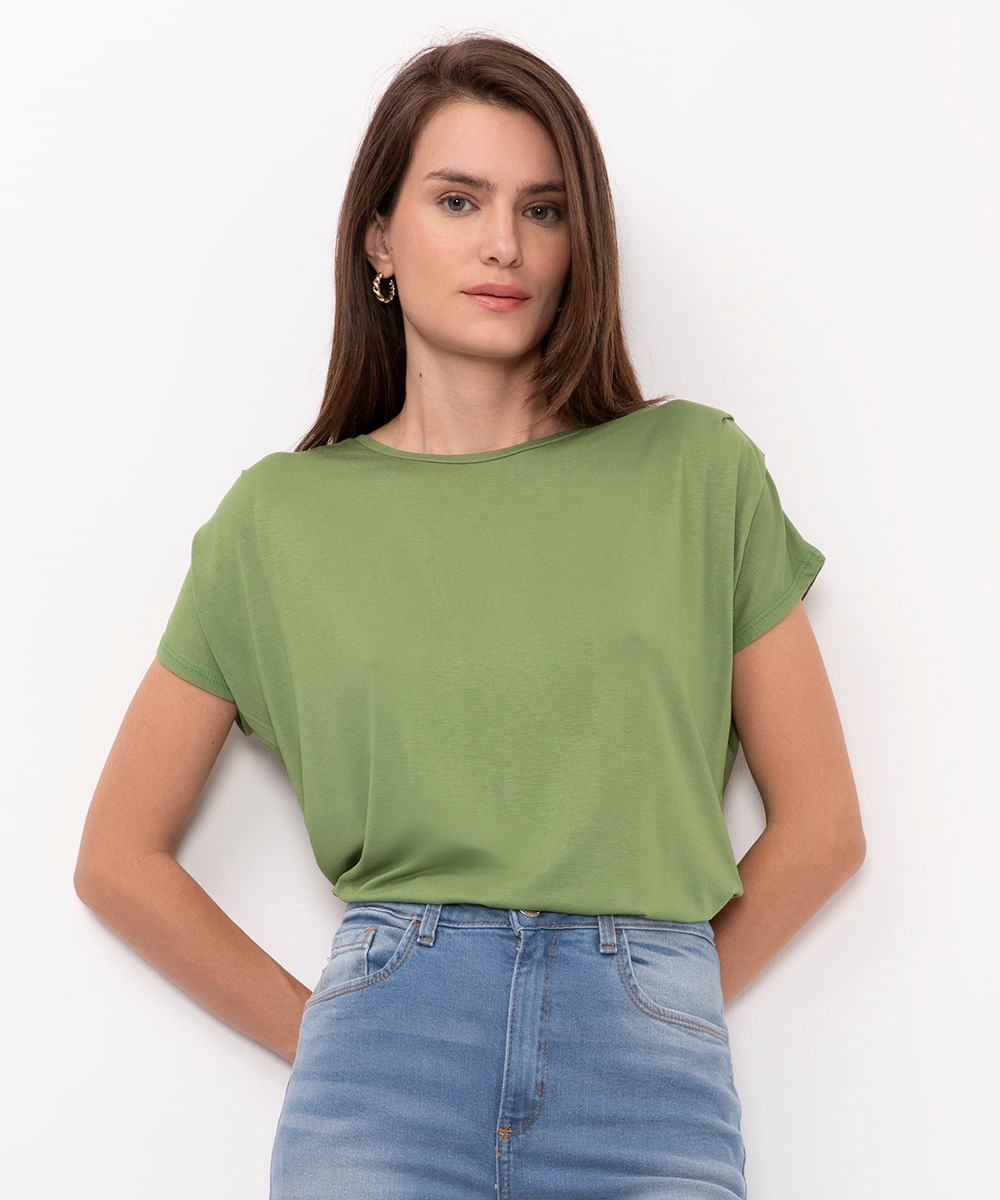 blusa de viscose com pregas verde