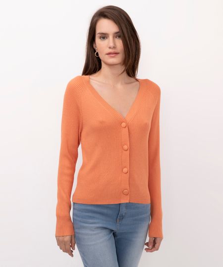 cardigan de tricot com botões laranja M