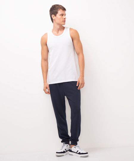 calça jogger de moletom básica com bolsos azul marinho P calça jogger de moletom básica com bolsos azul marinho P
