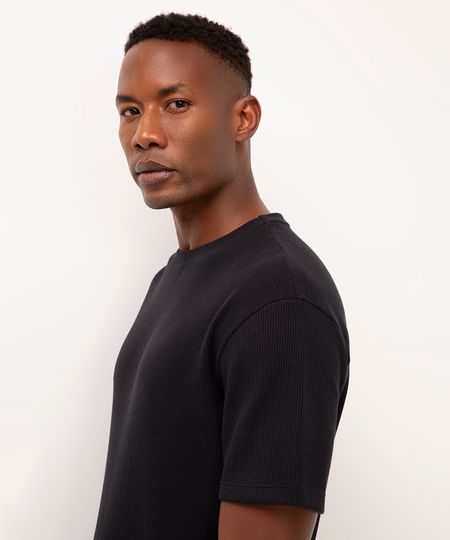 camiseta manga curta texturizada preta GG camiseta manga curta texturizada preta GG