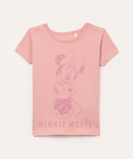 blusa infantil manga curta minnie rosa 2