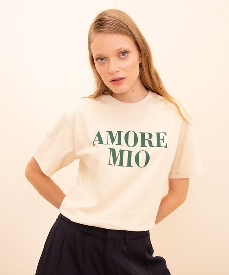 camiseta de algodão amore mio mindset bege PP