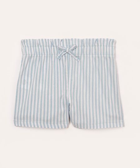 short de algodão infantil listrado azul claro 6