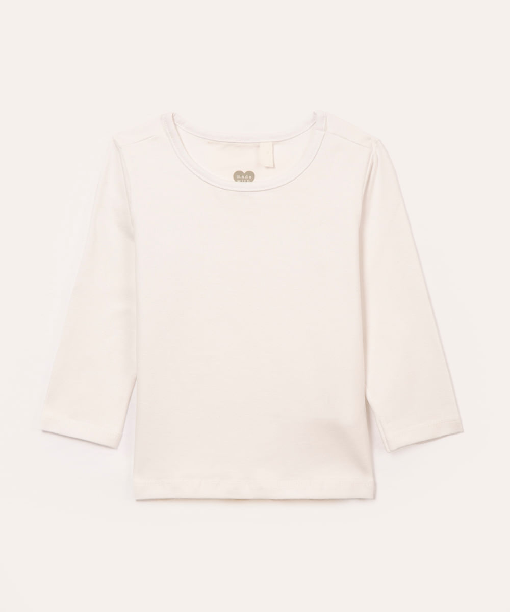 blusa infantil básica manga longa off white