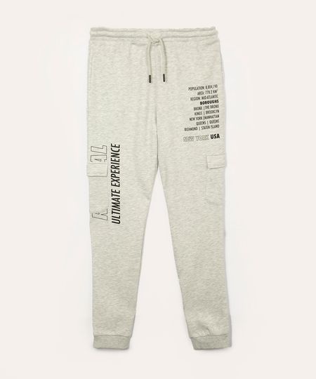 calça juvenil de moletom new york cinza claro 10