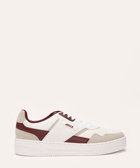 tenis casual bicolor com recortes ace vinho 38