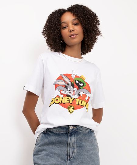 camiseta de algodão looney tunes off white PP