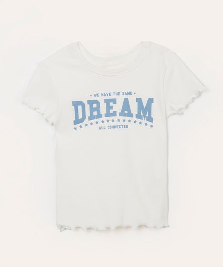 blusa infantil manga curta dream off white 6