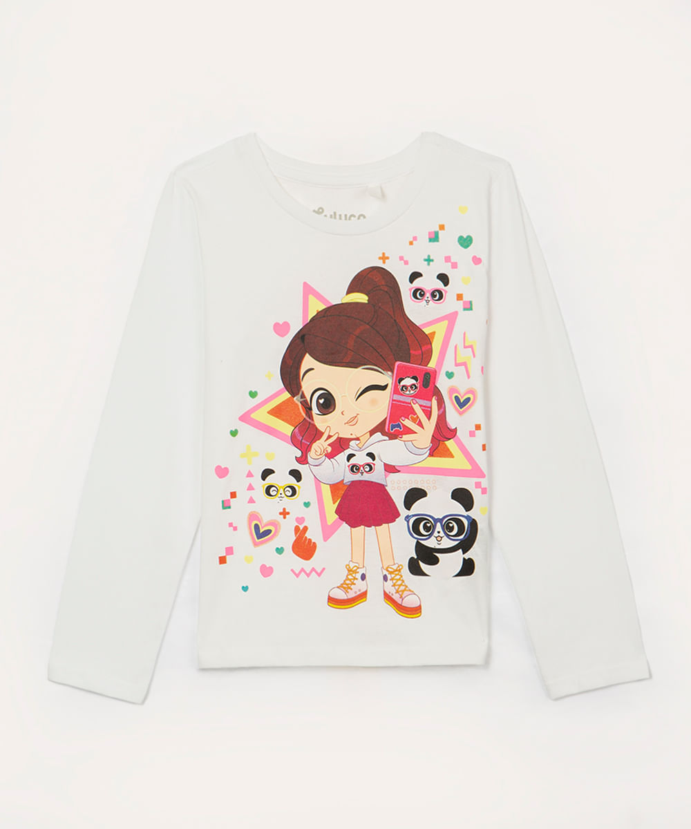 blusa infantil manga longa luluca off white